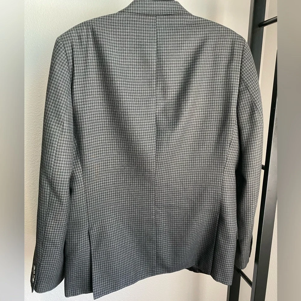 J. Ferrar Slim Fit‎ Men's Black Gray Check 2 Button Blazer Jacket Size 42R